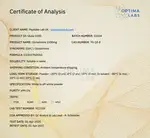 Optima Labs certificate preview for Glutathione