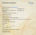 Optima Labs certificate preview for NAD+