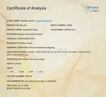 Optima Labs certificate preview for Tesamorelin
