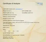 Optima Labs certificate preview for MGF (Mechano Growth Factor)