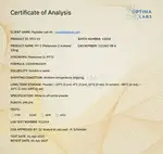 Optima Labs certificate preview for Melanotan-2 (MT-2)