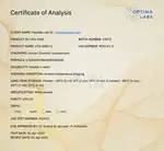 Optima Labs certificate preview for HCG (Human Chorionic Gonadotropin)